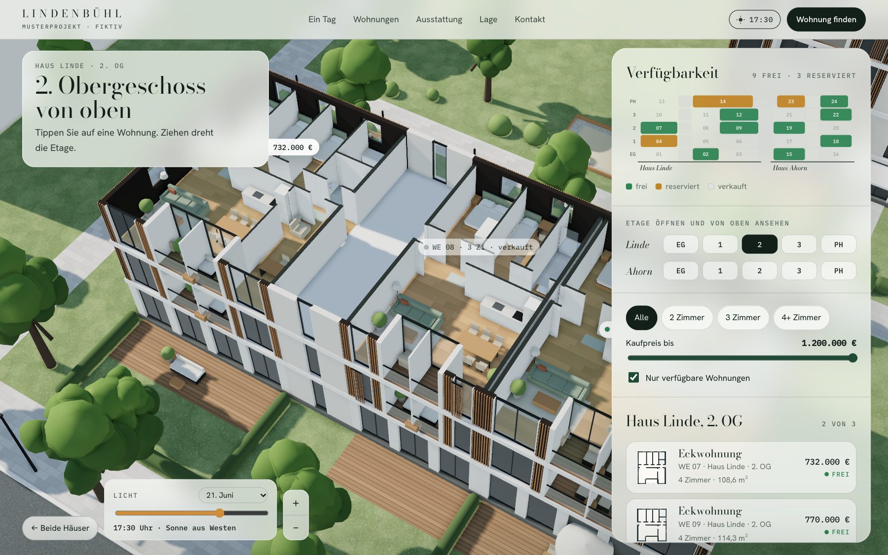 Geöffnete Etage mit Wohnungen